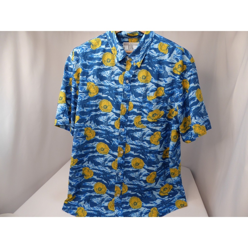 Savage Tacticians Hawaiian Tiger Strip Blue Pineapple Poppies Shirt 3XL